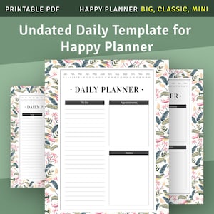 Daily Happy Planner with To-Do list Printable Insert, Happy Planner Classic, Big, Mini Template