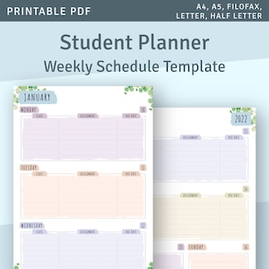 2024 + 2025 Student Planner Printable Template, School Planner Weekly Schedule, Academic Study Planner, A4, A5, Letter, Half Letter PDF