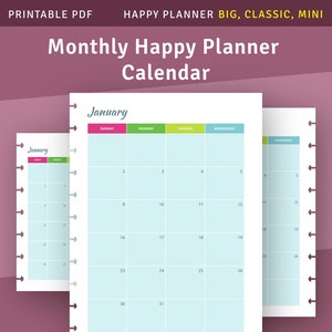 Happy Planner Month on Two Page Insert, Printable Monthly Layout for HappyPlanner Classic / Big / Mini