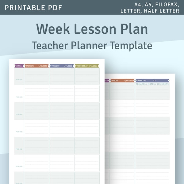 Weekly Lesson Plan Template, Dated 2024 Teacher Lesson Planner, Lesson Plan Book Inserts, Blank Lesson Planning Sheet, Downloadable PDF