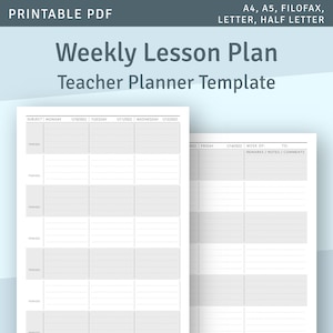 Weekly Lesson Plan Template, Dated 2024 Teacher Lesson Planner, Lesson Plan Book Inserts, Blank Lesson Planning Sheet, Downloadable PDF