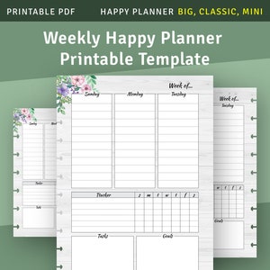 Weekly Schedule Template for Happy Planner Classic / Big / Mini ...