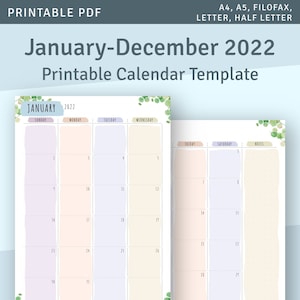 January - December 2024 & 2025 Calendar Monthly, MO2P Printable Planner Inserts