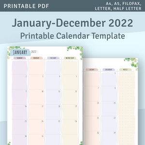 January - December 2024 & 2025 Calendar Monthly, MO2P Printable Planner Inserts