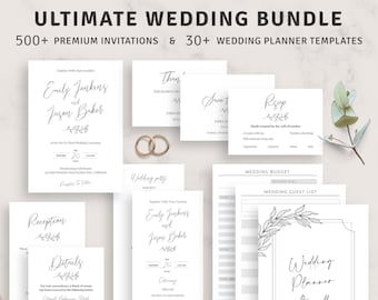 500+ Editable Wedding Invitations Bundle, 50+ Wedding Planner Templates Suite, Download Printable Custom Wedding Invites Stationary Set