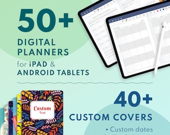 Digital Planner Collection, 40 Custom Covers, 500 Templates (PDF)