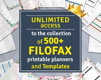 500+ Filofax Insert Collection, 2025 + 2026 Druckbare Planer Vorlagen (Digitaler Download)