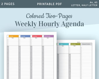 Hourly Planner Printable, Weekly Planner Printable, Undated Planner, Vertical Weekly Appointment Planner, Schedule Template, Planner PDF