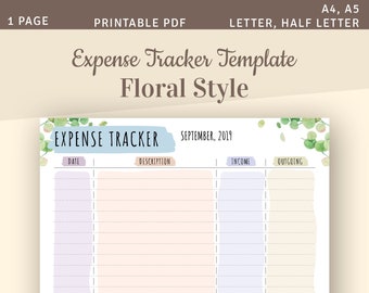 Monthly Expense Tracker Template, Printable Monthly Budget, Income Outgoing Budget Organizer, A4, A5, Letter Half Letter Printable PDF