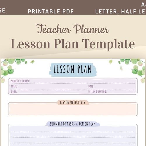 Lesson Plan Template Weekly Lesson Planner Printable Etsy
