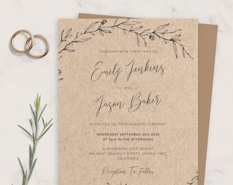 Rustic Wedding Invitation Template Etsy