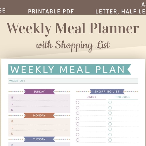 Colored Grocery List Planner Template Printable Shopping - Etsy