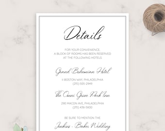 Elegant Wedding Details Card Template (PDF, JPG, PNG)