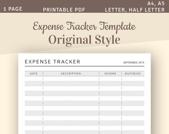 Monthly Expense Tracker Template, Printable Monthly Budget, Income Outgoing Budget Organizer, A4, A5, Letter Half Letter Printable PDF