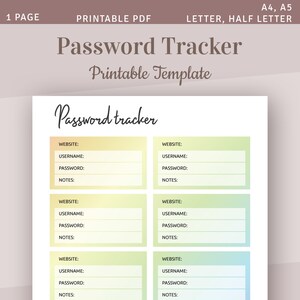 Password Organize Planner Pages, Password Tracker Printable Template, Password Keeper, Password Log Insert, Password List