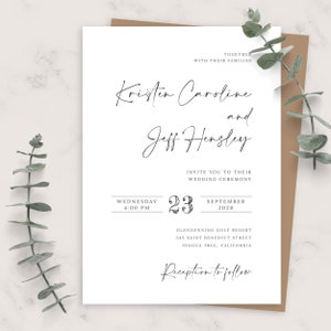 Wedding Invite Simple Minimalist Calligraphy Wedding - Etsy
