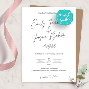 Wedding Invite, Classic Elegant Wedding Invitation Suite, Printable Wedding Invites Template, Editable Invitation Set: Rsvp, Details; PDF