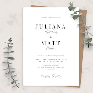 Wedding Invite, Minimalist Formal Wedding Invitation, Printable Wedding Invites Template, Editable Invitation, PDF, JPG, PNG