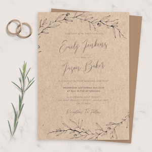 Wedding Invite, Vintage Rustic Wedding Invitation, Printable Wedding Invites Template, Editable Invitation, PDF, JPG, PNG