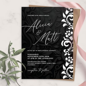 Wedding Invite, Black and White Wedding Invitation, Printable Wedding Invites Template, Editable Invitation, PDF, JPG, PNG