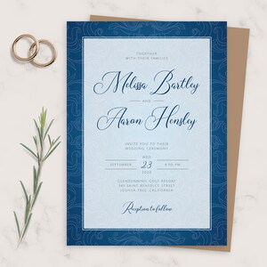 Wedding Invite, Royal Blue Vintage Wedding Invitation, Printable Wedding Invites Template, Editable Wedding Invitation, PDF, JPG, PNG