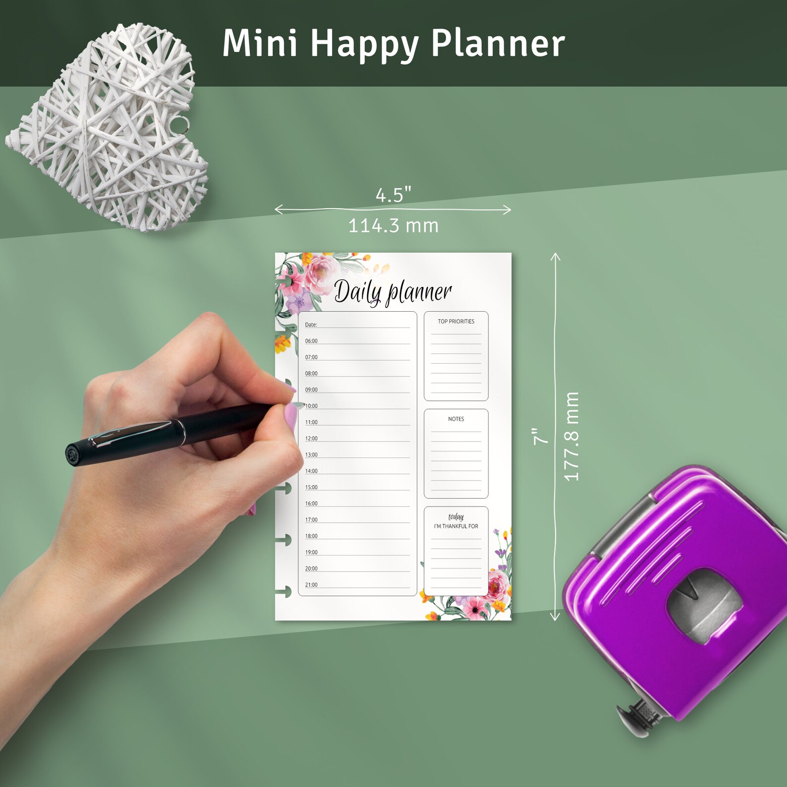Daily Hourly Happy Planner Template Printable Inserts for Etsy