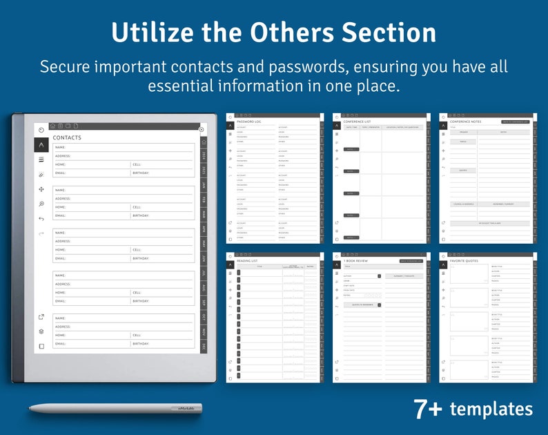 2024 2029 reMarkable Monthly Calendar Template, Hyperlinked PDF, Landscape / Portrait, Right / Left handed Modes image 7