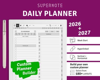 2026 + 2027 Daily Planner: Hyperlinked PDF Template for Supernote Tablets