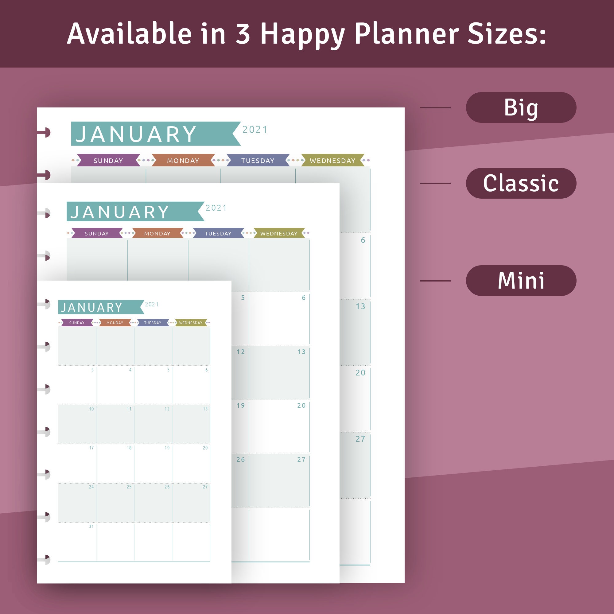Happy Planner Monthly Layout Printable Monthly Calendar | Etsy