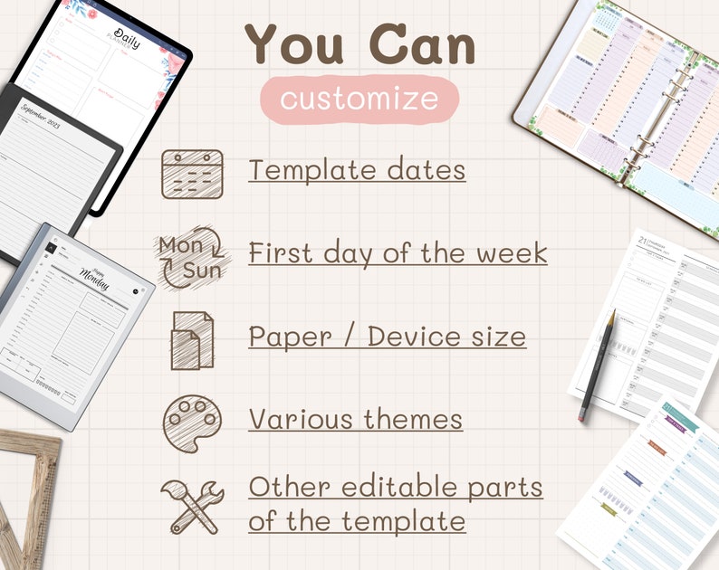 2024 2025 Digital & Printable Planner Templates: Daily, Weekly, Calendars, Budget, Meal, To-do, etc., for iPad GoodNotes, reMarkable ... image 3