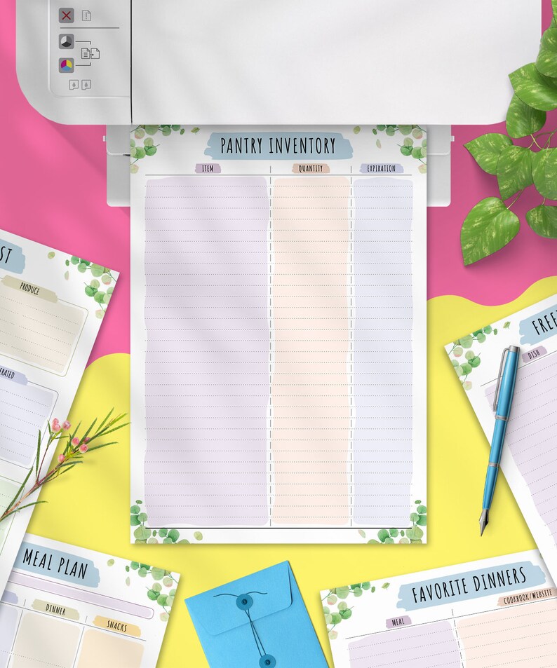 Floral Weekly Meal Planner, Grocery List (PDF Printable) - Etsy