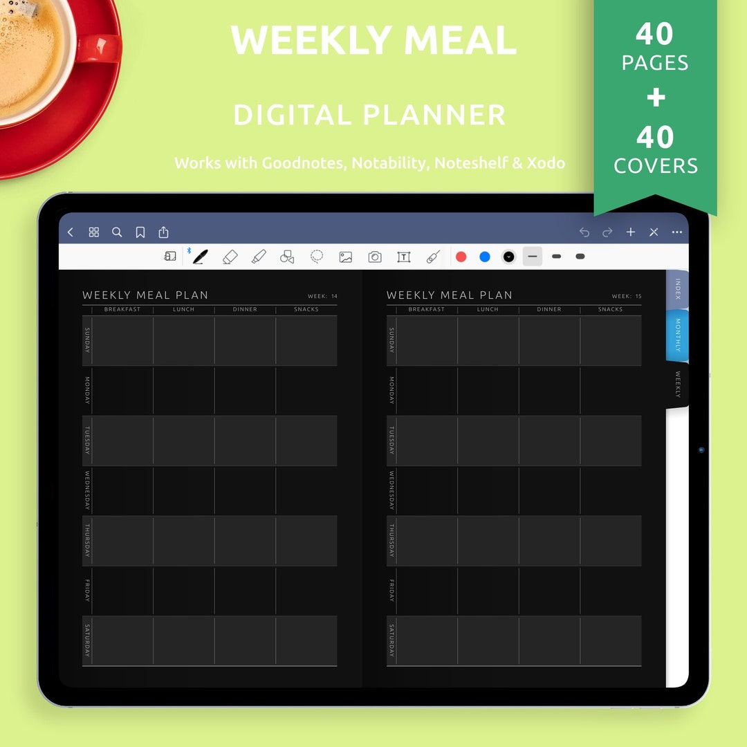 Digital Weekly Meal Plan Template for Goodnotes Notability Family Digital Weekly Meal Plan Template for Goodnotes Notability Family