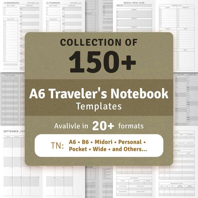 A6 Traveler's Notebook Inserts Collection 150 Printable Etsy