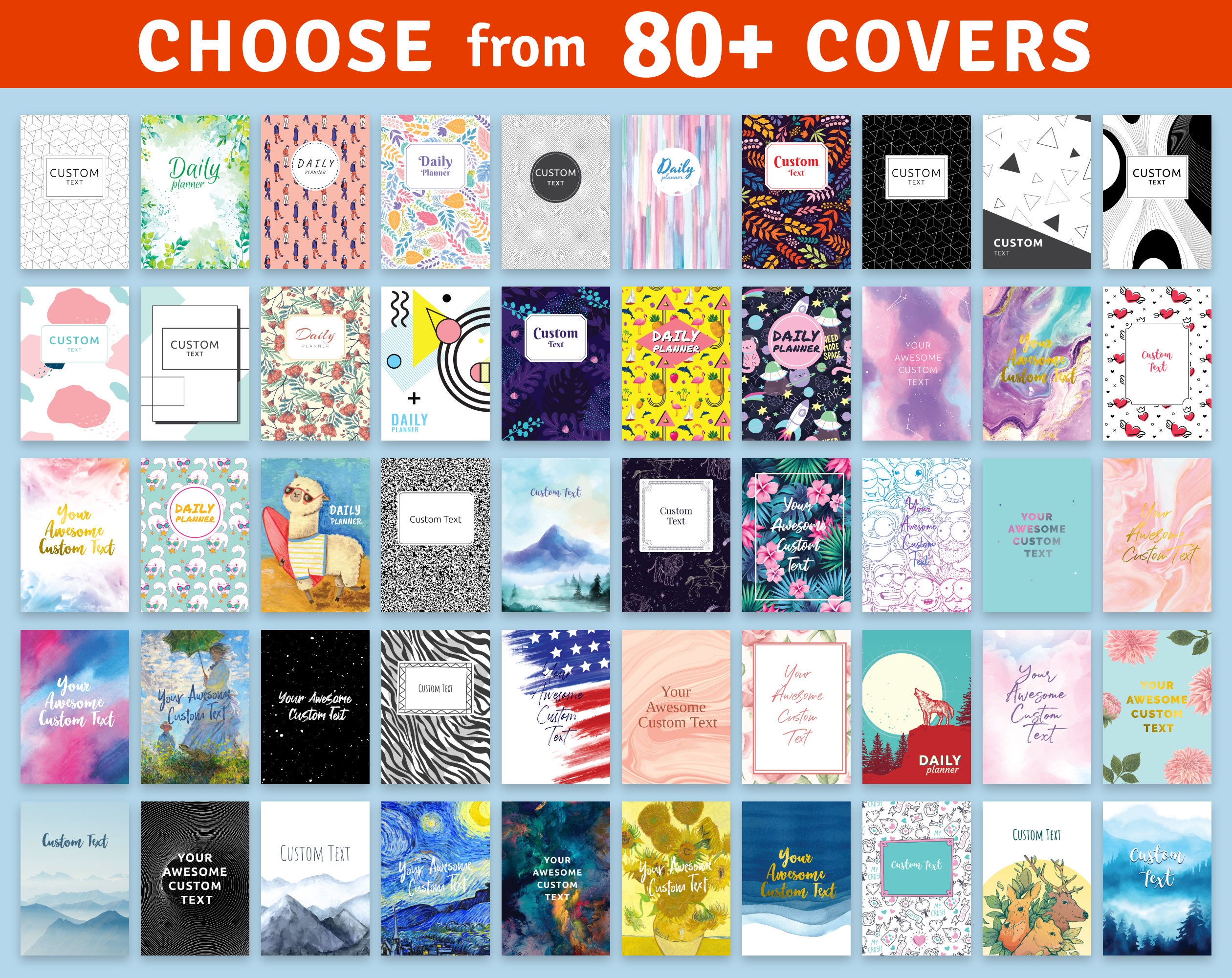 Custom Planner Cover 80 Personalized Title Covers for Etsy UK