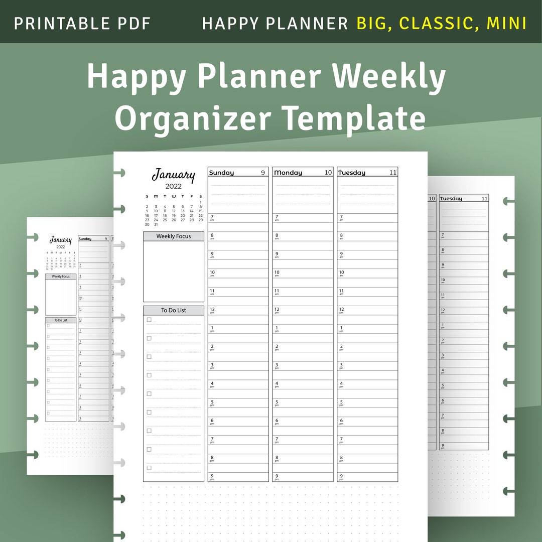 Weekly Hourly Happy Planner With Todo List, WO2P Printable Inserts for ...