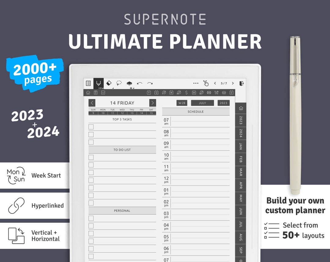 Supernote Ultimate Planner 20232024 Digital Hyperlinked PDF Etsy