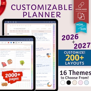 2026 + 2027 Digital Planner: Hyperlinked PDF, Goodnotes, Notability, Samsung Notes
