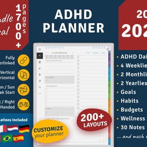 2026 + 2027 ADHD Digital Planner for reMarkable (Hyperlinked PDF)