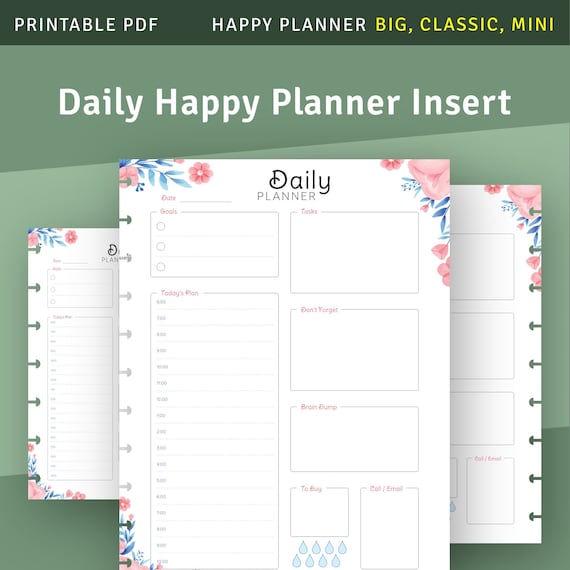 Happy Planner Refill Printable Hourly Planner With Daily | Etsy