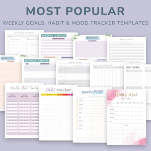2024 2025 Weekly Hourly Planner Kit, Printable Week Plan Templates 120 in 1 Bundle, Weekly Schedule, Goals & To Do List, Habit Tracker image 6