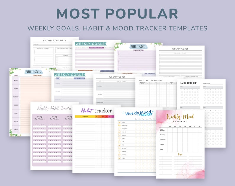 2024 2025 Weekly Hourly Planner Kit, Printable Week Plan Templates 120 in 1 Bundle, Weekly Schedule, Goals & To Do List, Habit Tracker image 6