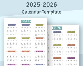 2025-2026 Printable Calendar, Year At A Glance (PDF)