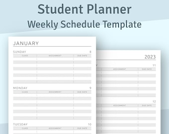 2024-2025 Student Planner, Weekly Schedule Template (PDF)
