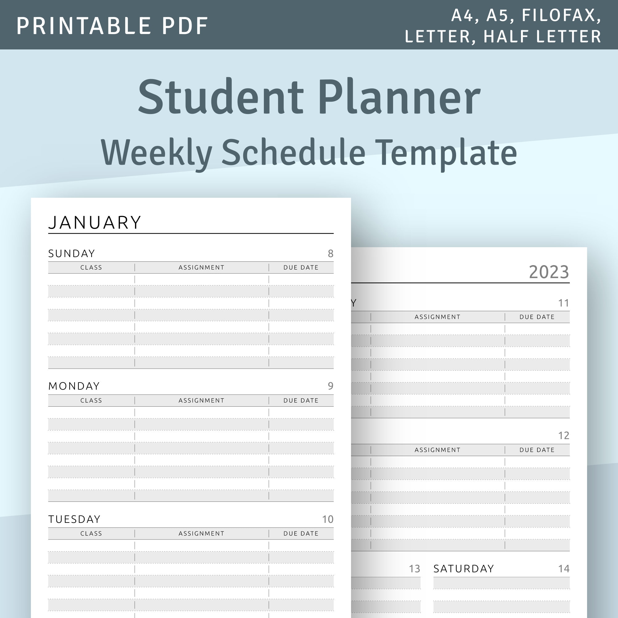 2023 2024 Student Planner Printable Template School Planner Etsy Canada