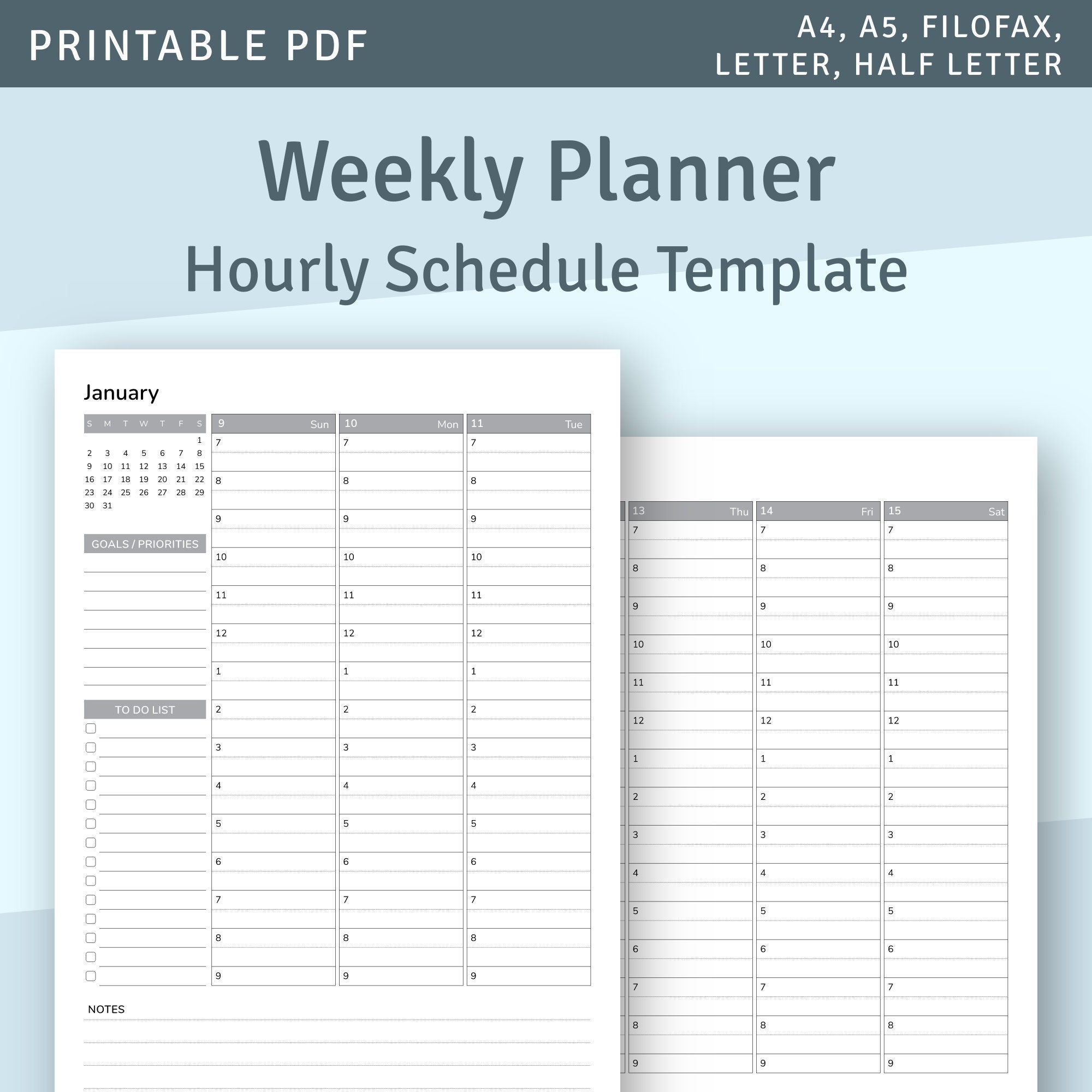 weekly planner printable template 2022 2023 personal etsy