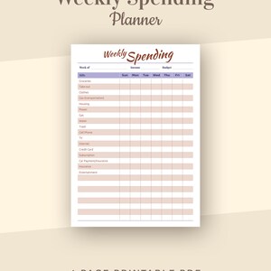 Weekly Spending Template, Personal Budget Planner, Weekly Budget ...
