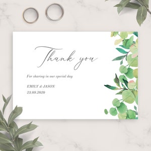 Üppige grüne Hochzeit Dankeskartenvorlage, druckbare Hochzeit Rsvp Postkarte, bearbeitbare Antwortkarte, freundliche Antwort, PDF, JPG, PNG