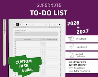 Supernote To-Do List Template: 2026 + 2027 Hyperlinked Planner (PDF)