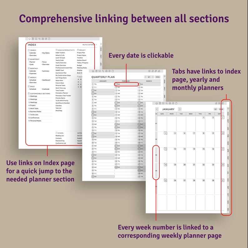 Kindle Scribe Business Meeting Notes: Hyperlinked Planner PDF imagen 2