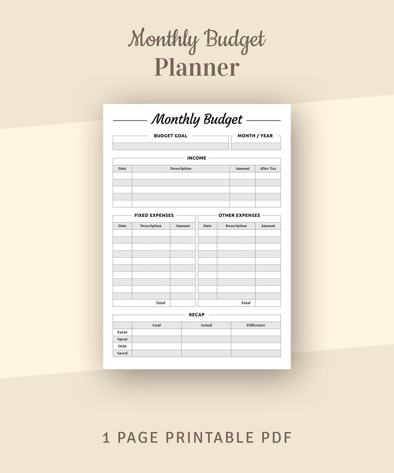 Monthly Budget Printable Template, Monthly Cash Budget, Bill Organize, Budgeting printables, Monthly Expenses, Family Budget Printable PDF image 3